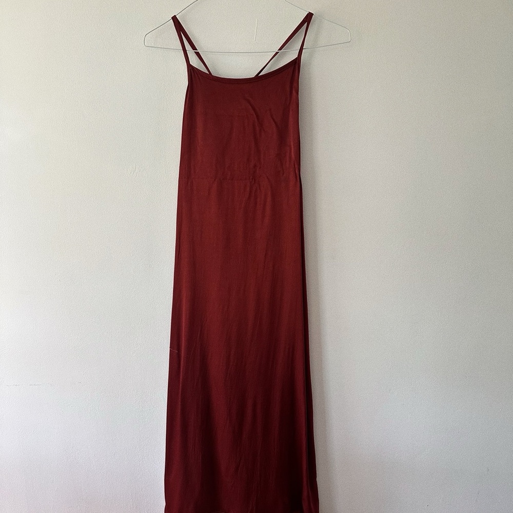 LACAUSA Satin Tie-Back Midi